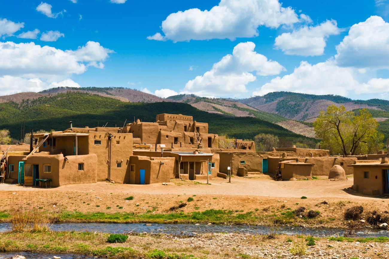 "View of buildings in adobe architecture in Taos Pueblo, New MexicoSimilar images:"