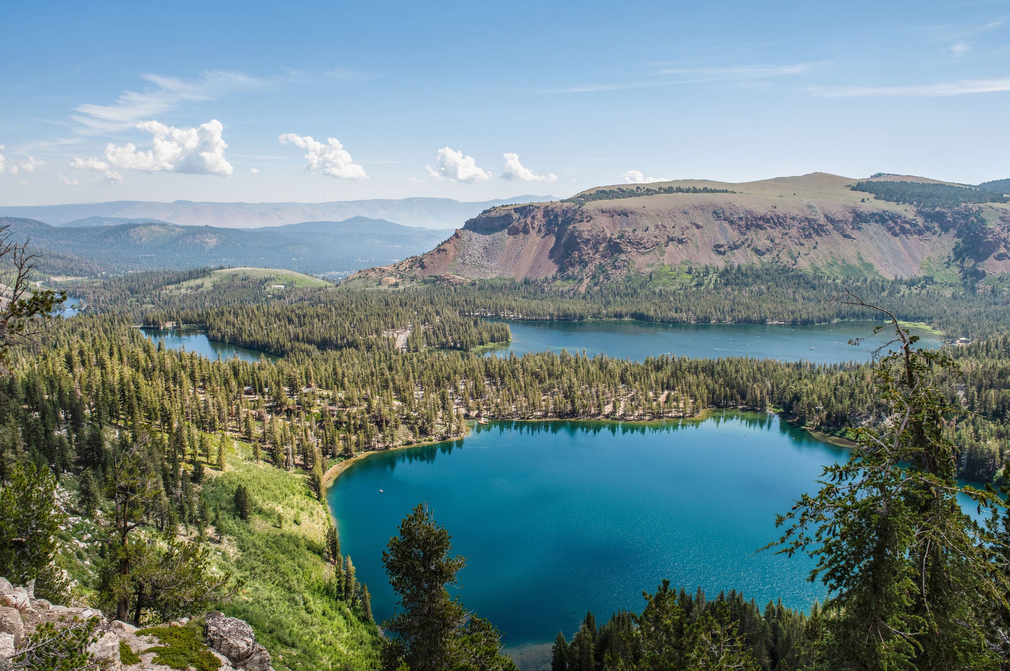 Overlooking Lake Mamie, Mary, and George with Twin Lakes in the distance, Mammoth Lakes, California