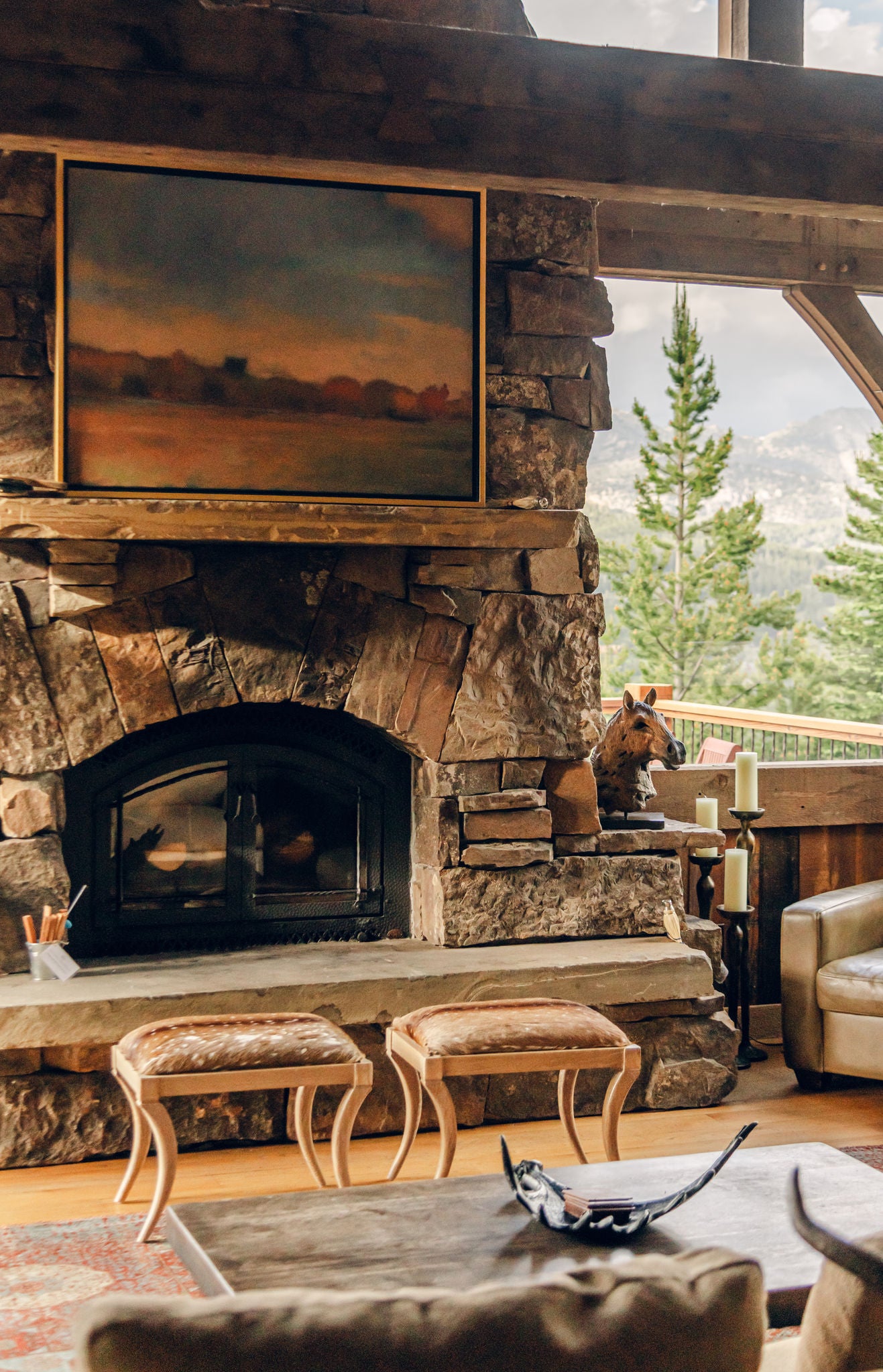 rustic fireplace in home