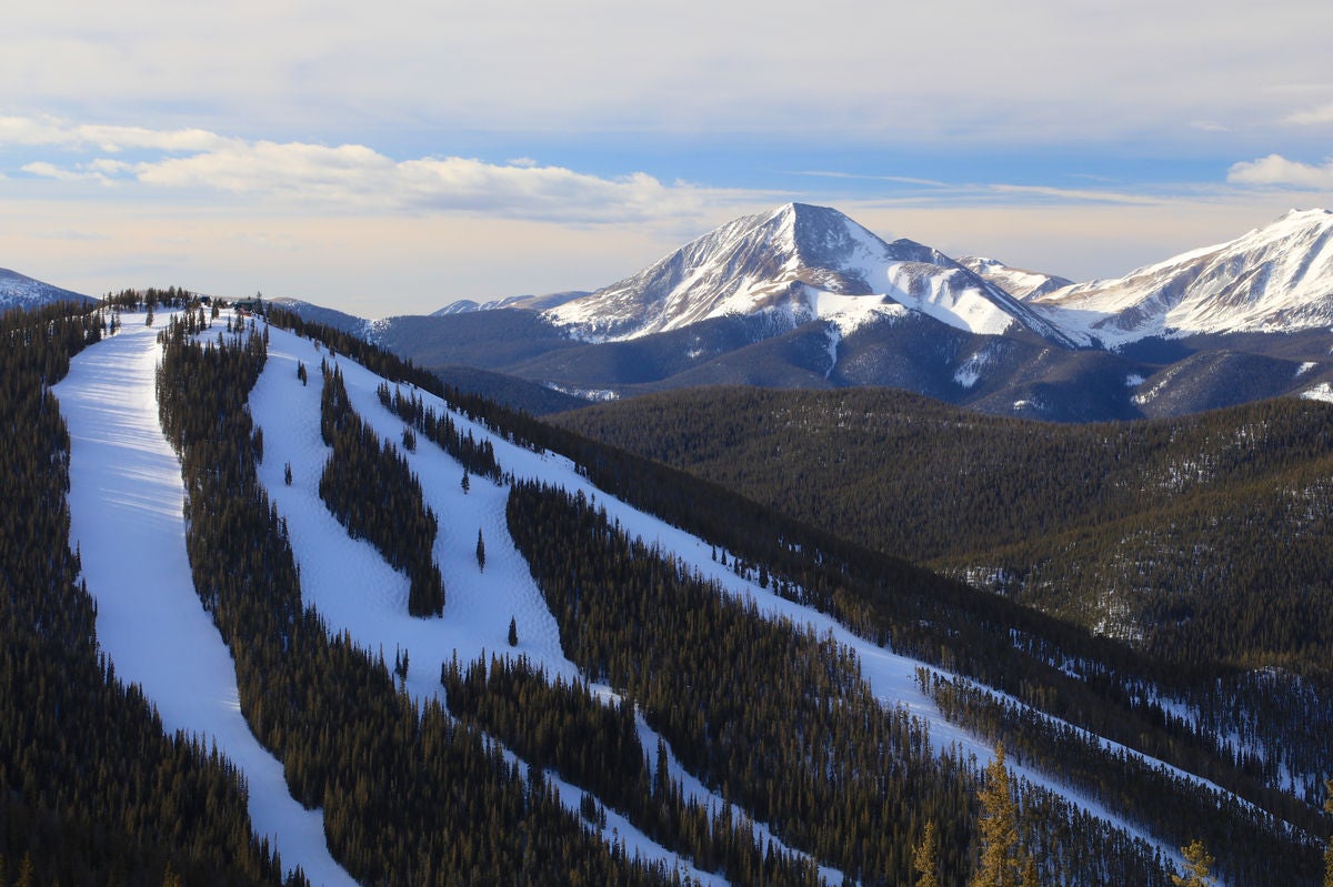 Ski slopes of Keystone and Breckenridge in the Colorado Rocky Mountains in winter