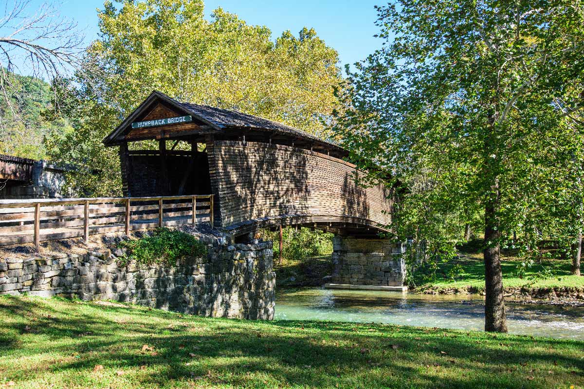 EXPERIENCE THE CHARM AND HISTORY OF THE HUMPBACK COVERED BRIDGE IN HOT SPRINGS, VIRGINIA. [PHOTO CREDIT: JAMES ROBERT SMITH]