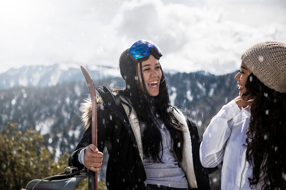 Snowboarding in  Big Bear, California.