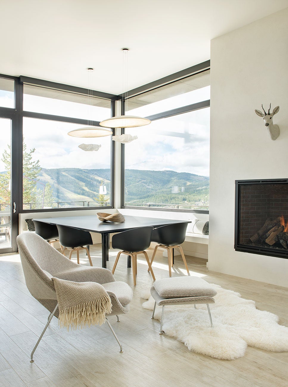 a mountain view from inside a home in Big Sky, MT