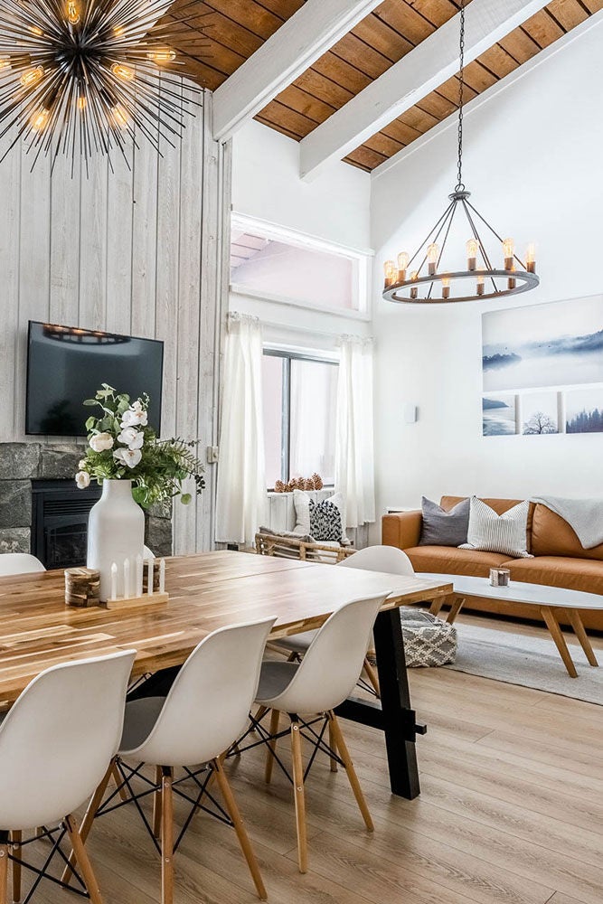 the dining area of a home in Mammoth Lakes, California