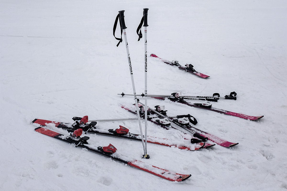 Ski gear in snow.