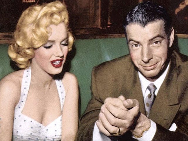 THOUGH THEIR RELATIONSHIP DIDN'T LAST LONG, MARILYN MONROE AND BASEBALL LEGEND, JOE DIMAGGIO, WED IN 1954.