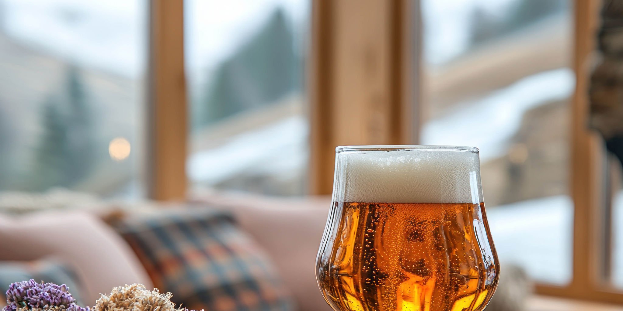 German beer with a Mountain view